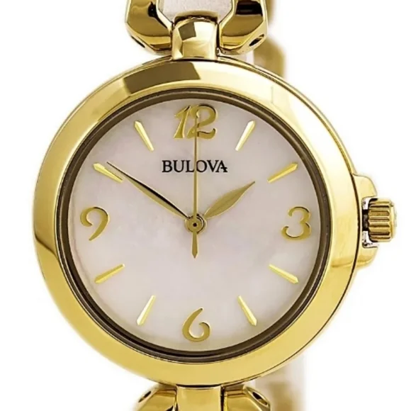 ***SOLD*** Bulova Mother of Pearl Dial Gold Tone Steel Ladies Watch - Picture 2 of 11